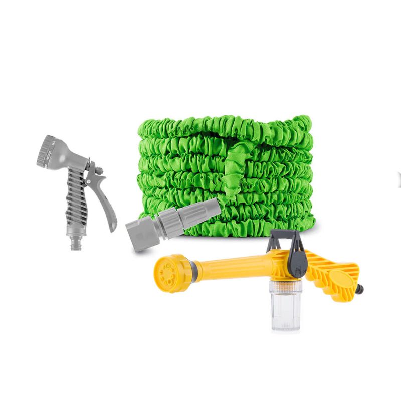 Pack Pistolet à Eau à Pression avec Réservoir 8 en 1 et Tuyau d’Arrosage Extensible InnovaGoods