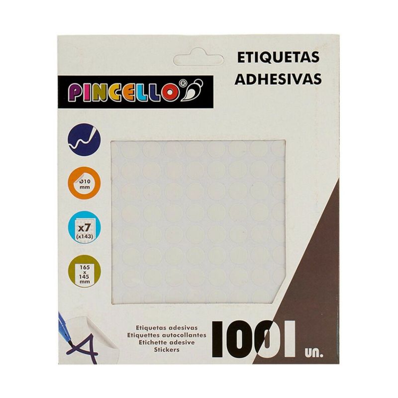 Étiquettes adhésives Pincello Blanc Ø 10 mm 17 x 4 x 19 cm (12 Unités)