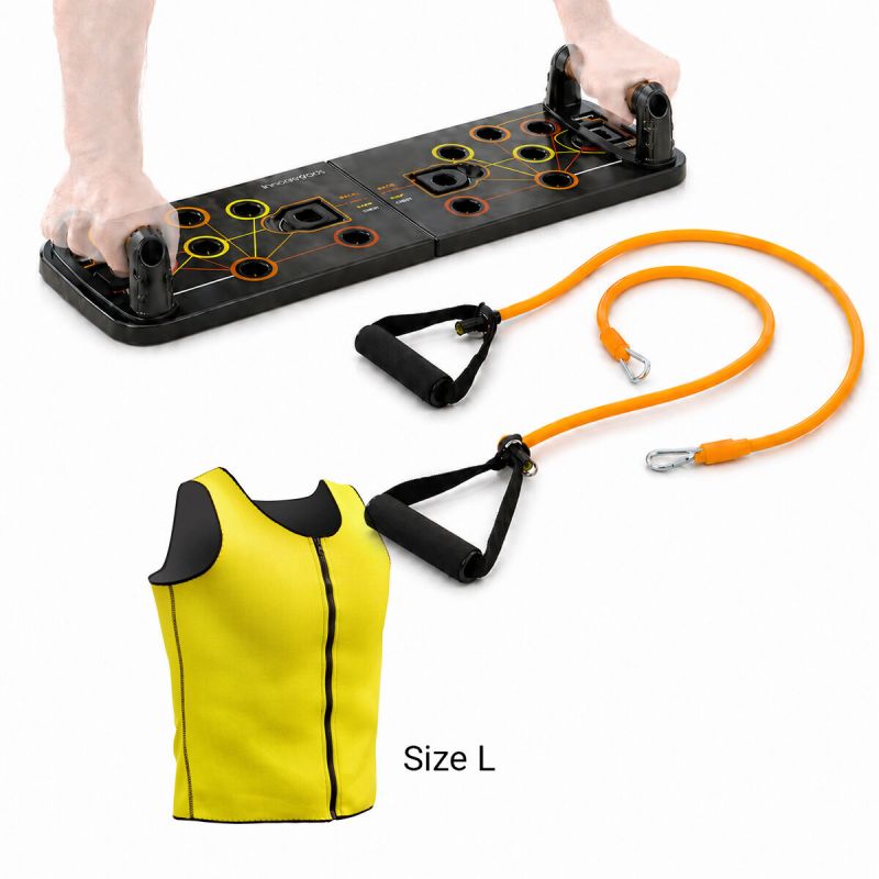 Pack planche de pompes avec bandes de résistance et gilet sauna sport homme L InnovaGoods