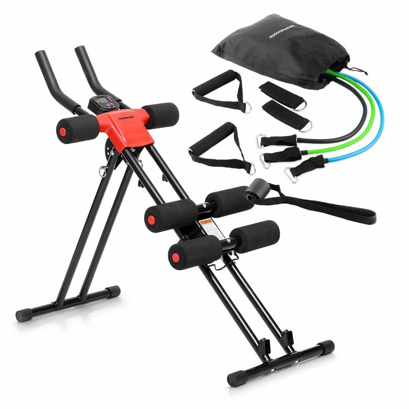 Pack machine abdominaux pliable et set bandes de résistance avec accessoires et guide InnovaGoods
