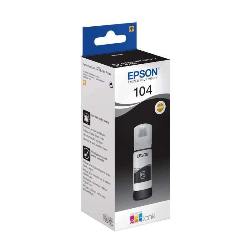 Cartouche d'encre Epson Botella Tinta Ecotank 104 noir