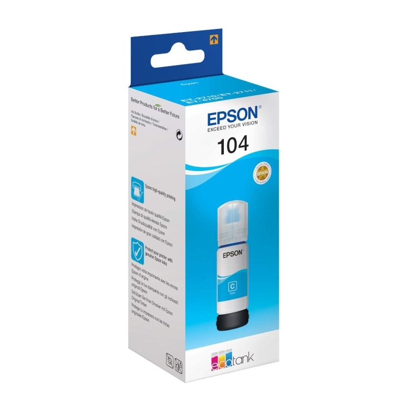 Cartouche d'encre Epson Botella Tinta Ecotank 104 Cyan