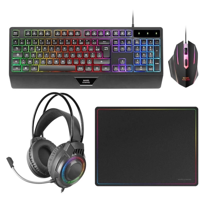 Conjunto de teclado y ratón Mars Gaming Teclado+Ratón+Alfombrilla+Auricular