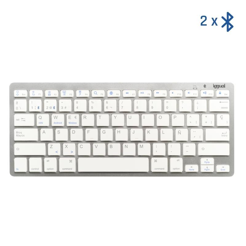 Clavier iggual Bluetooth Slim TKL-BT argent 2 canal