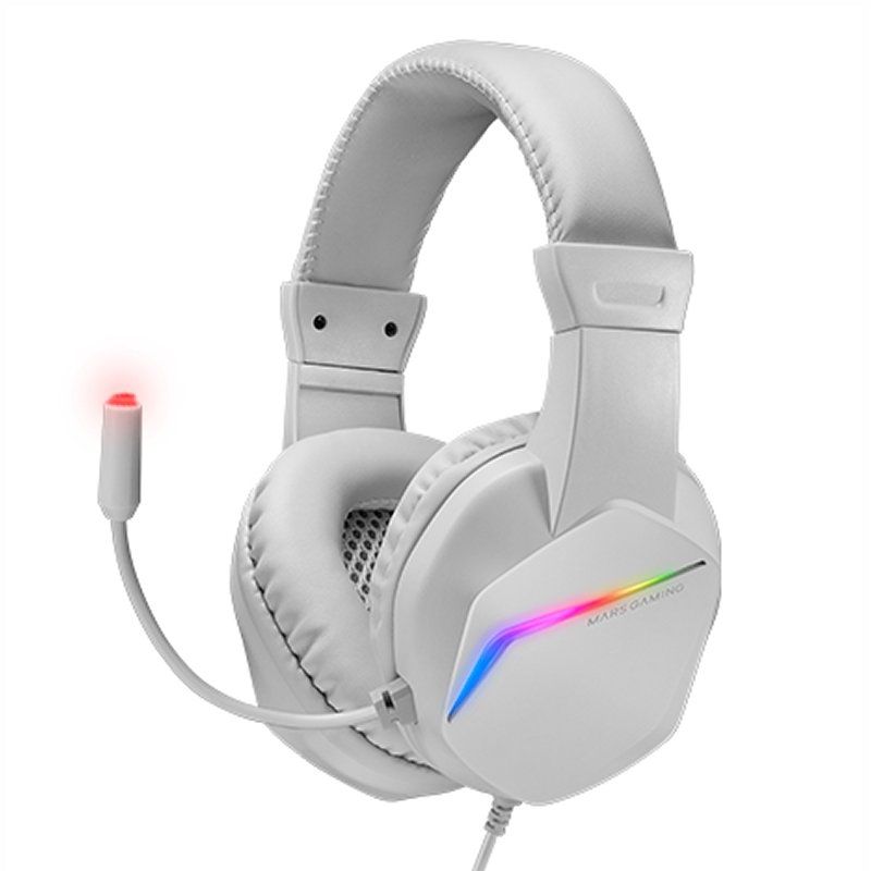 Casque avec microphone Mars Gaming MRS GAMING Aur+micro MH122 FRGB Cancel.ruid White