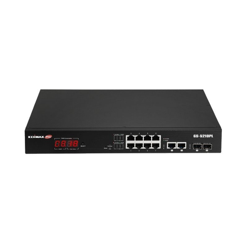 Commutador de xarxa Edimax GS-5210PL Switch 10xGb PoE+ 2xSFP Surve
