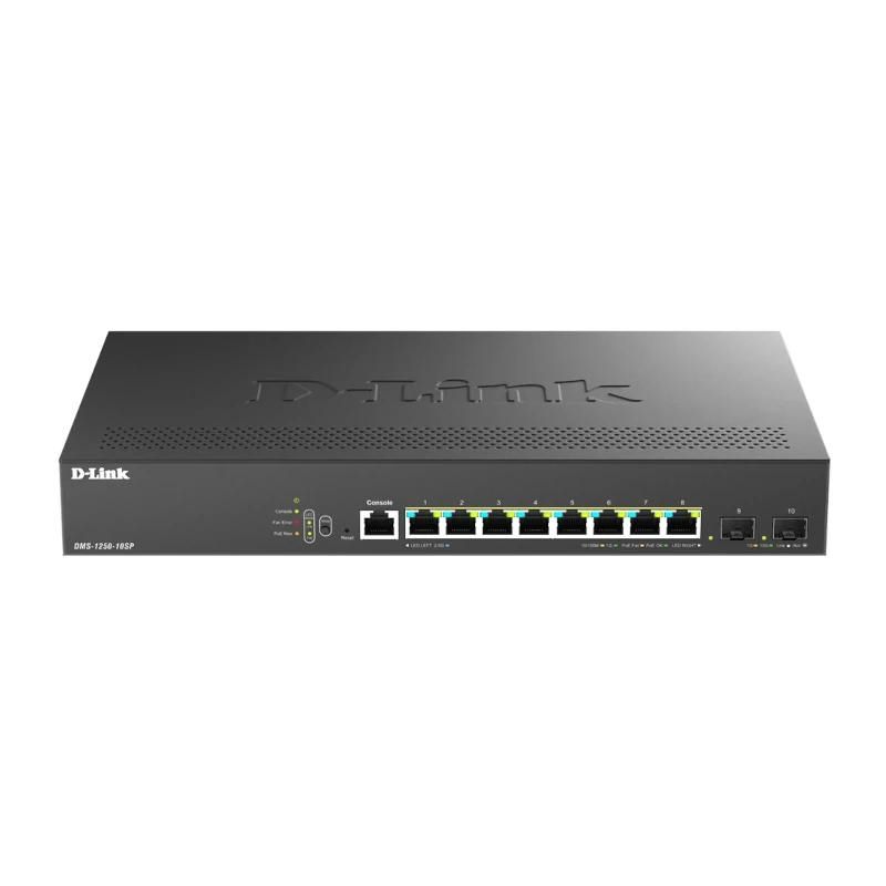 Commutateur réseau D-Link DMS-1250-10SP/E Switch 8xMG 2xSFP+ L2 PoE