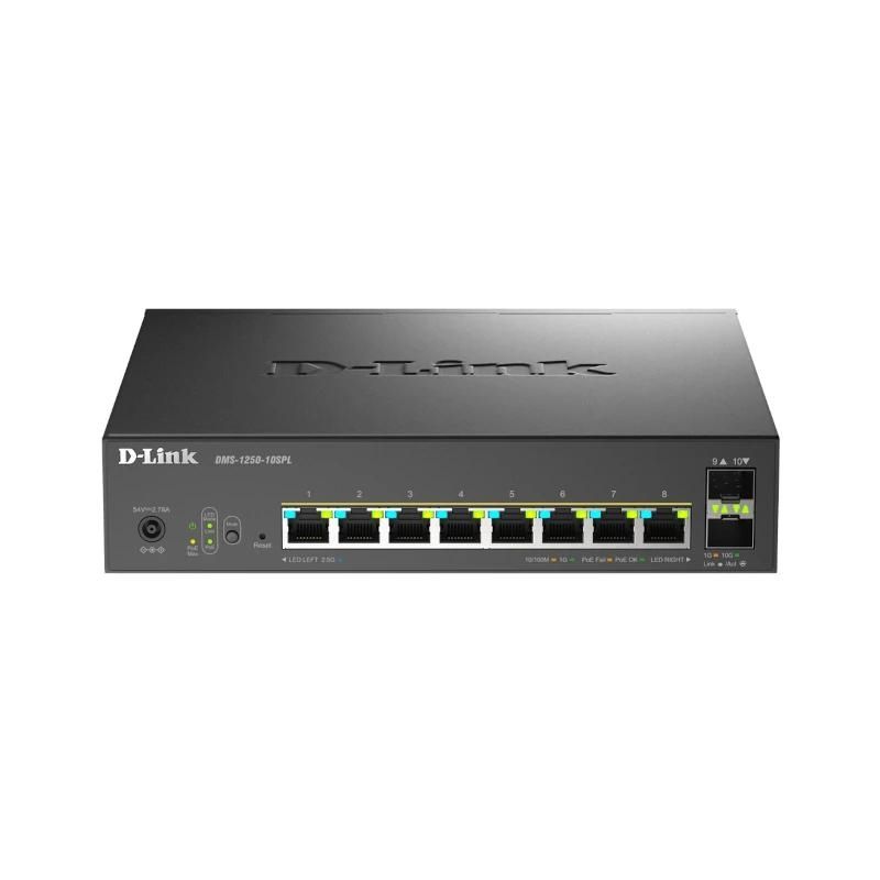 Commutateur réseau D-Link DMS-1250-10SPL/E Switch 8xMG PoE 2xSFP+ L2