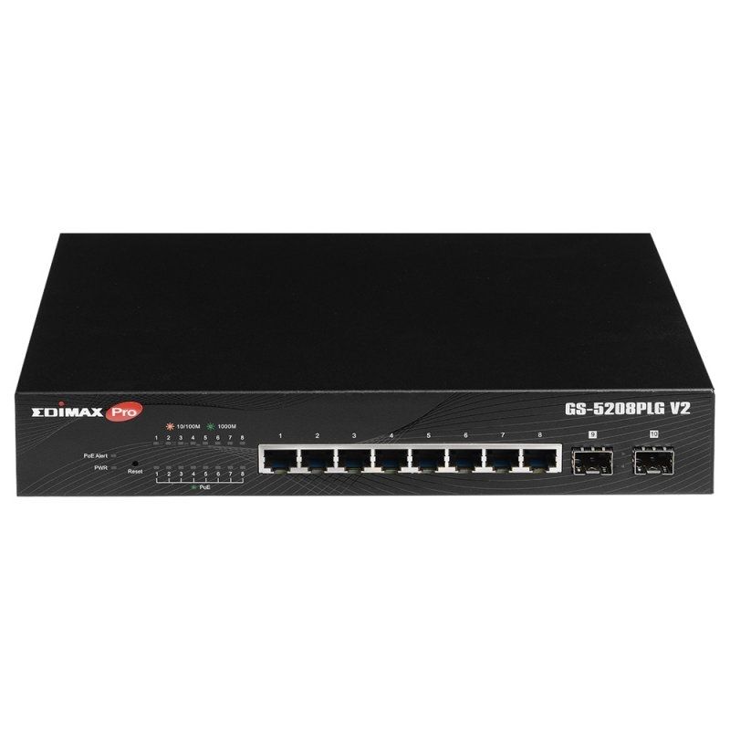 Commutador de xarxa Edimax PRO GS-5208PLG V2 Switch 10xGB PoE+ (2xSFP)