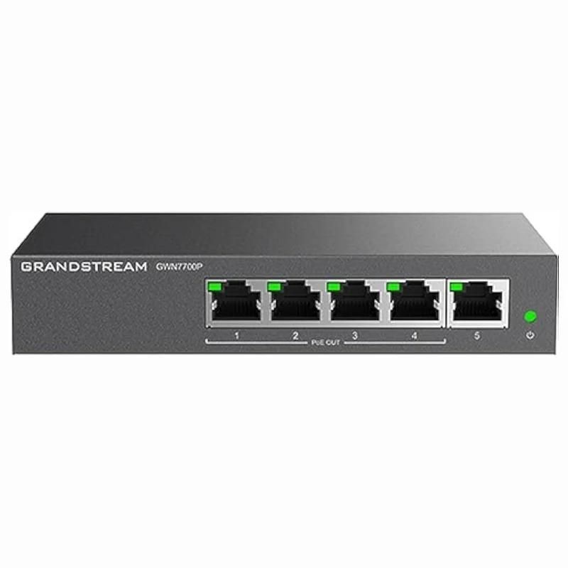 Commutador de xarxa Grandstream GWN7700P Switch 5xGbE (4xPoE) 60W