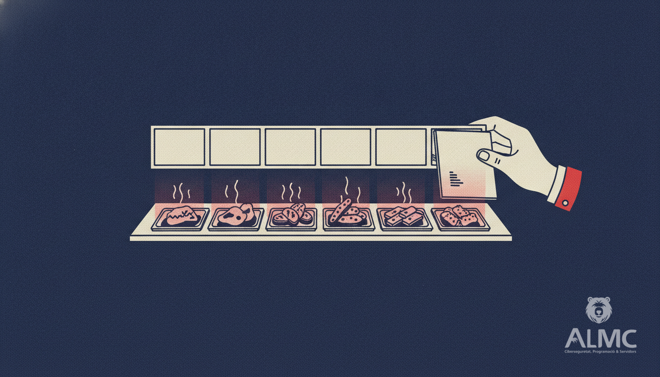 Glowing digital signage screens above a restaurant counter, ready to show menus, prices and offers