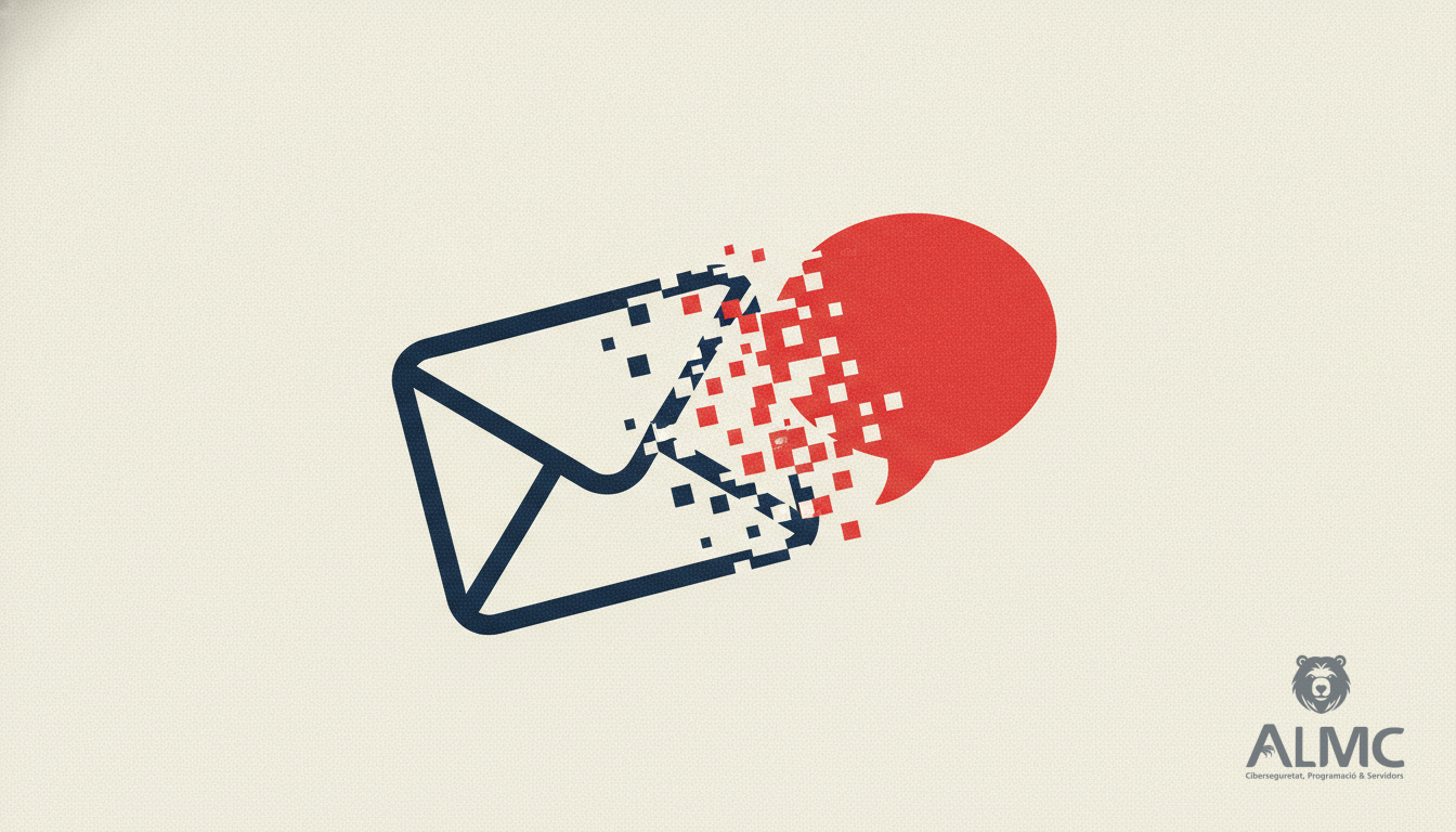 Un sobre de email sin abrir transformándose en una burbuja de chat de móvil.