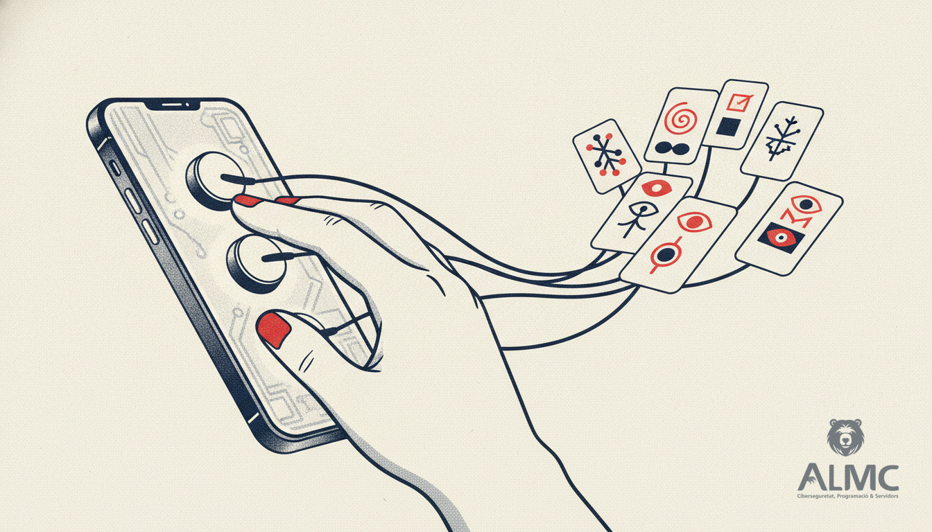 Ajuste manual de las preferencias del feed de una red social mediante diales conectados a un teléfono